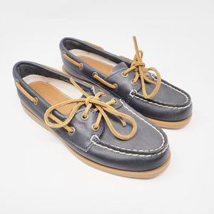 Sperry Leather Loafers Navy Blue Size Women's 5